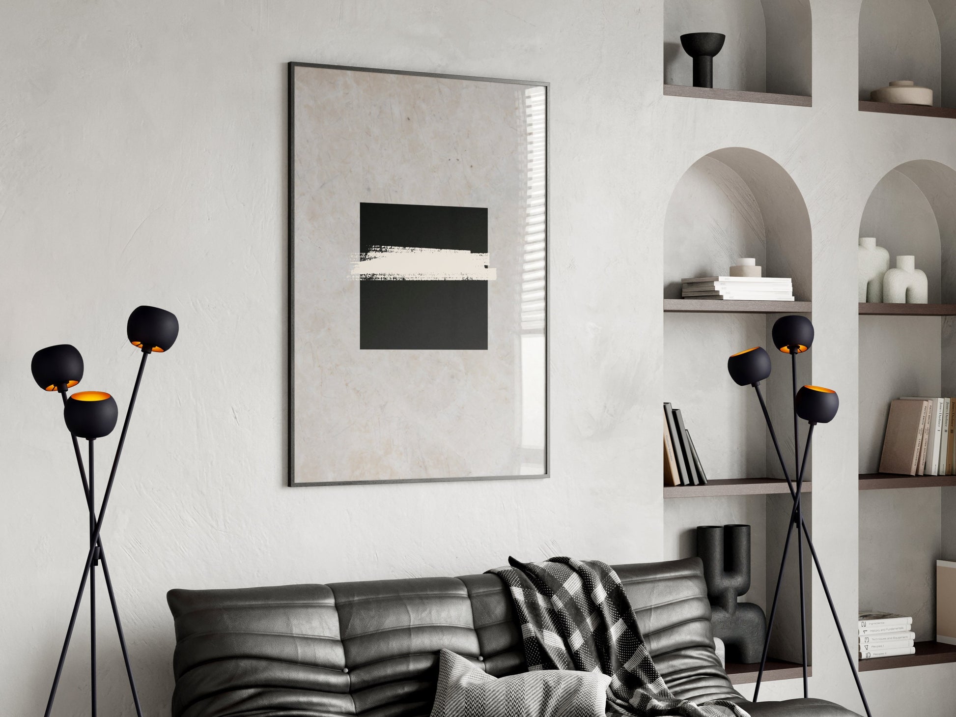 Minimalist Kaaba wall art in neutral tones