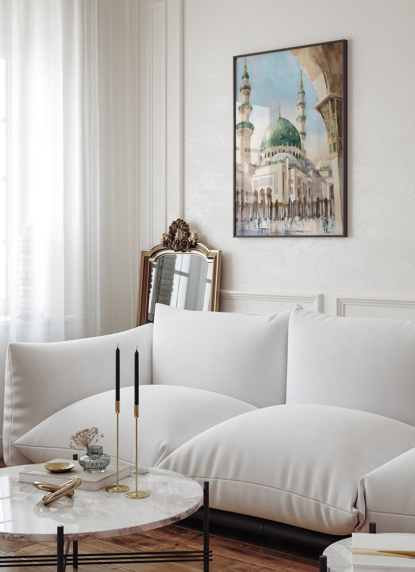 Islamic art featuring Madinah Masjid Nabawi landmark for home decor