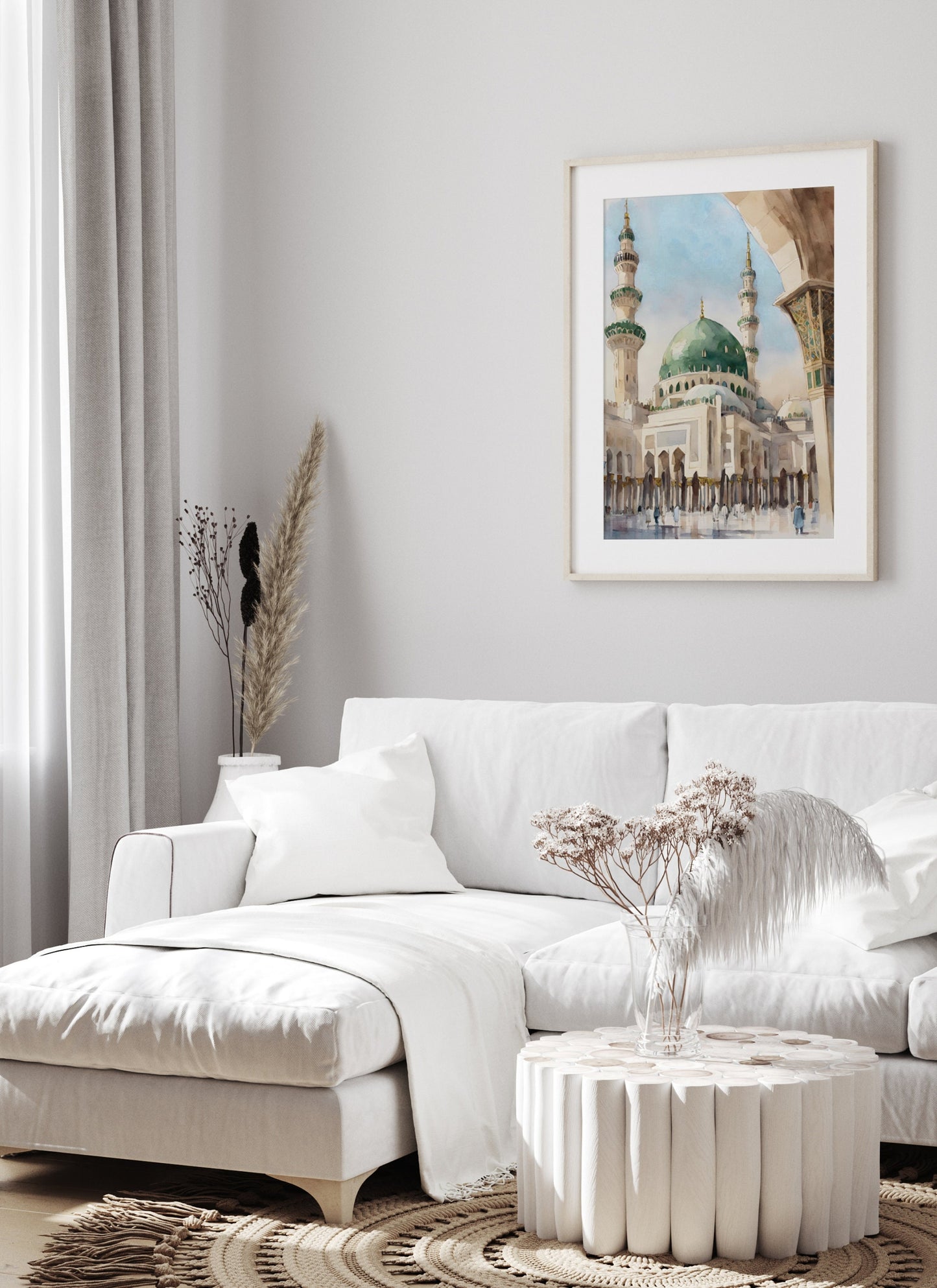 Madinah Masjid Nabawi landmark wall art in a contemporary style