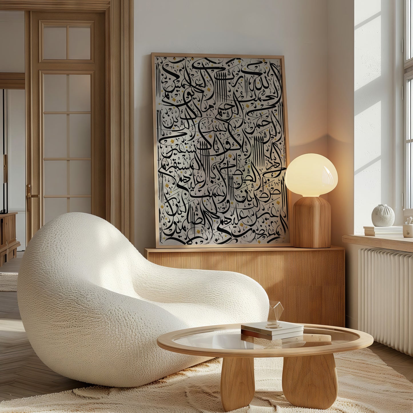 Surah Fatiha Arabic Calligraphy Art – Black on Beige
