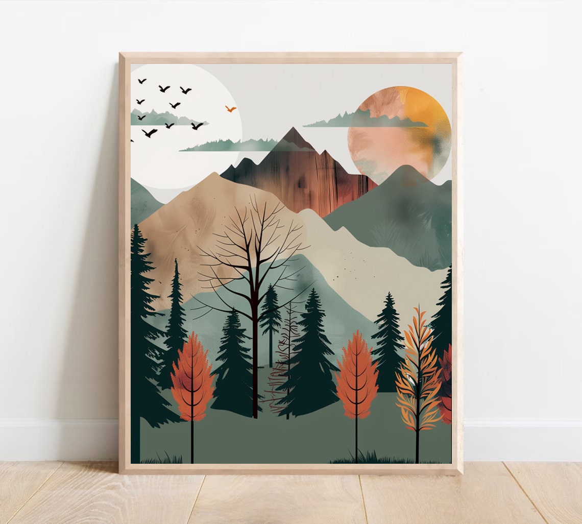 Nature-inspired landscape wall art for nursery