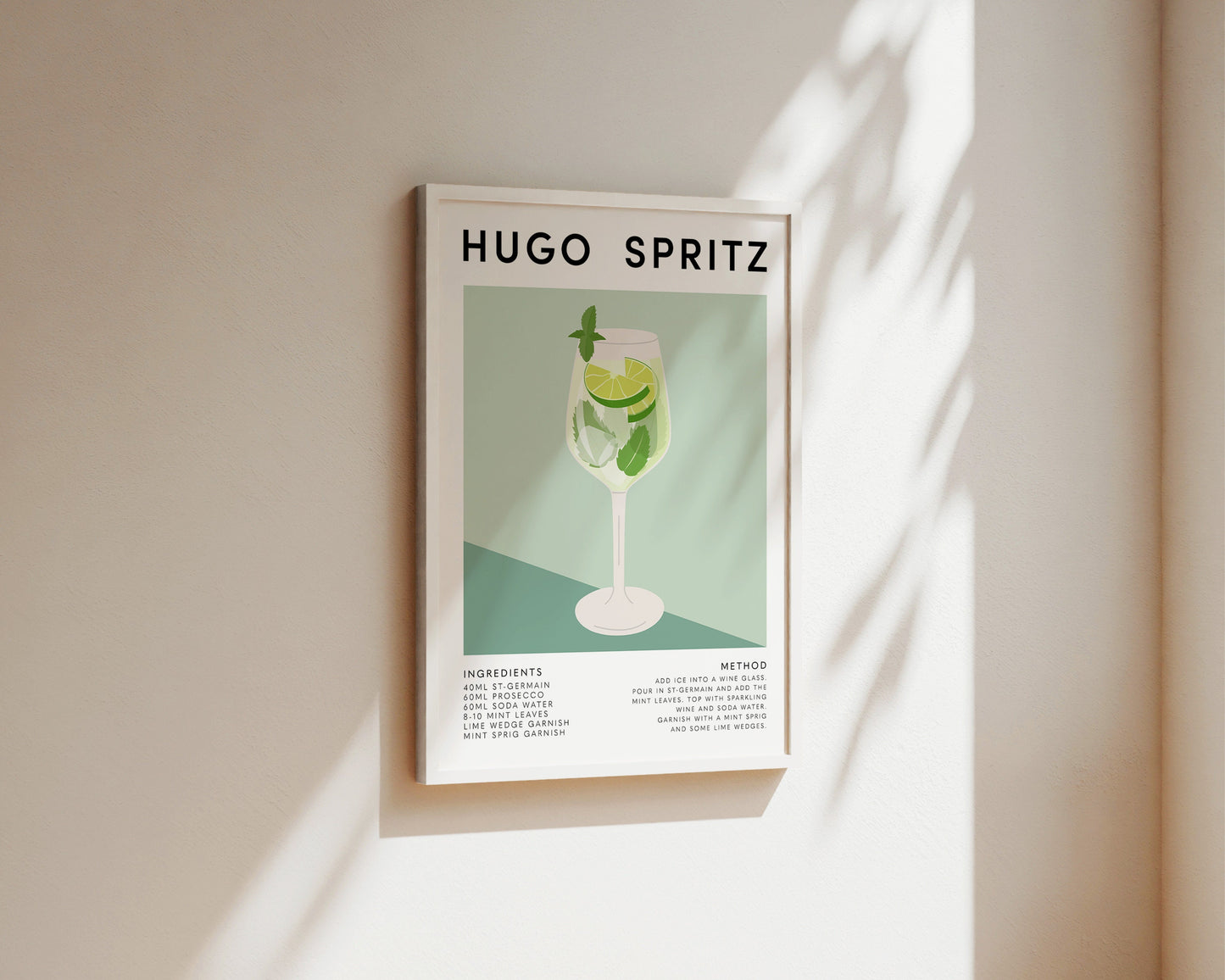 Gallery-ready Hugo Spritz kitchen decor print on wall