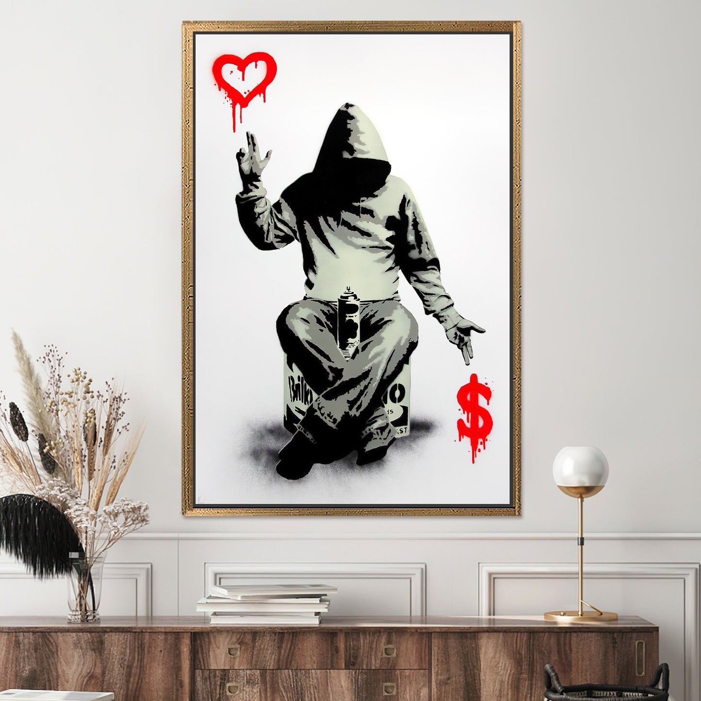 Modern wall decor for man cave with graffiti aesthetic