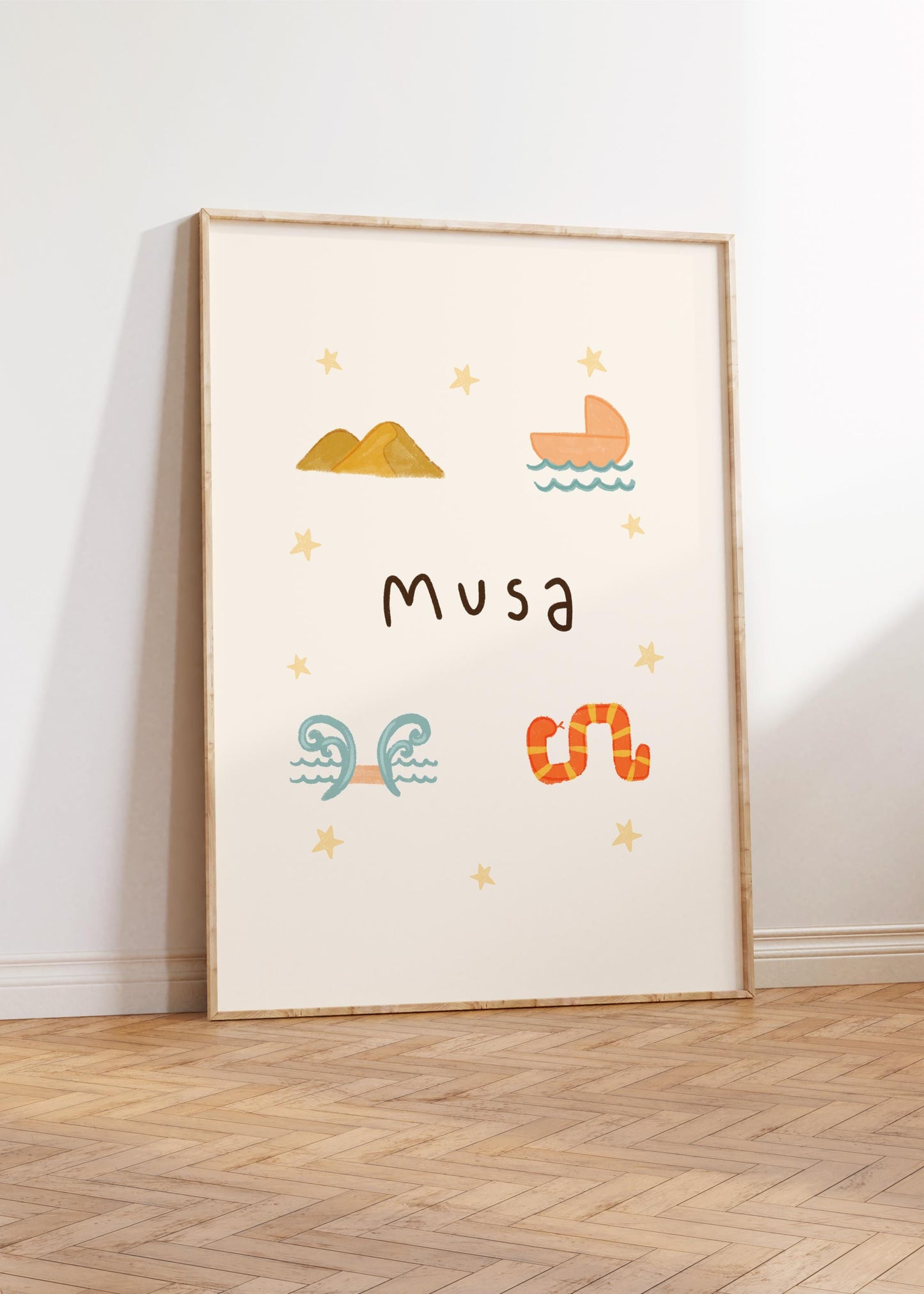 Islamic wall art featuring Prophet Musa for kids