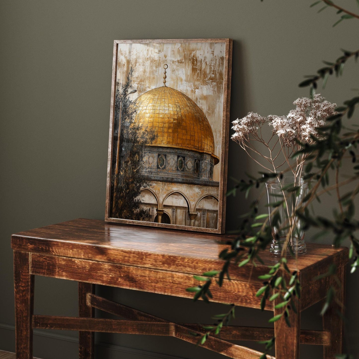 Al Aqsa inspired wall decor in warm tones