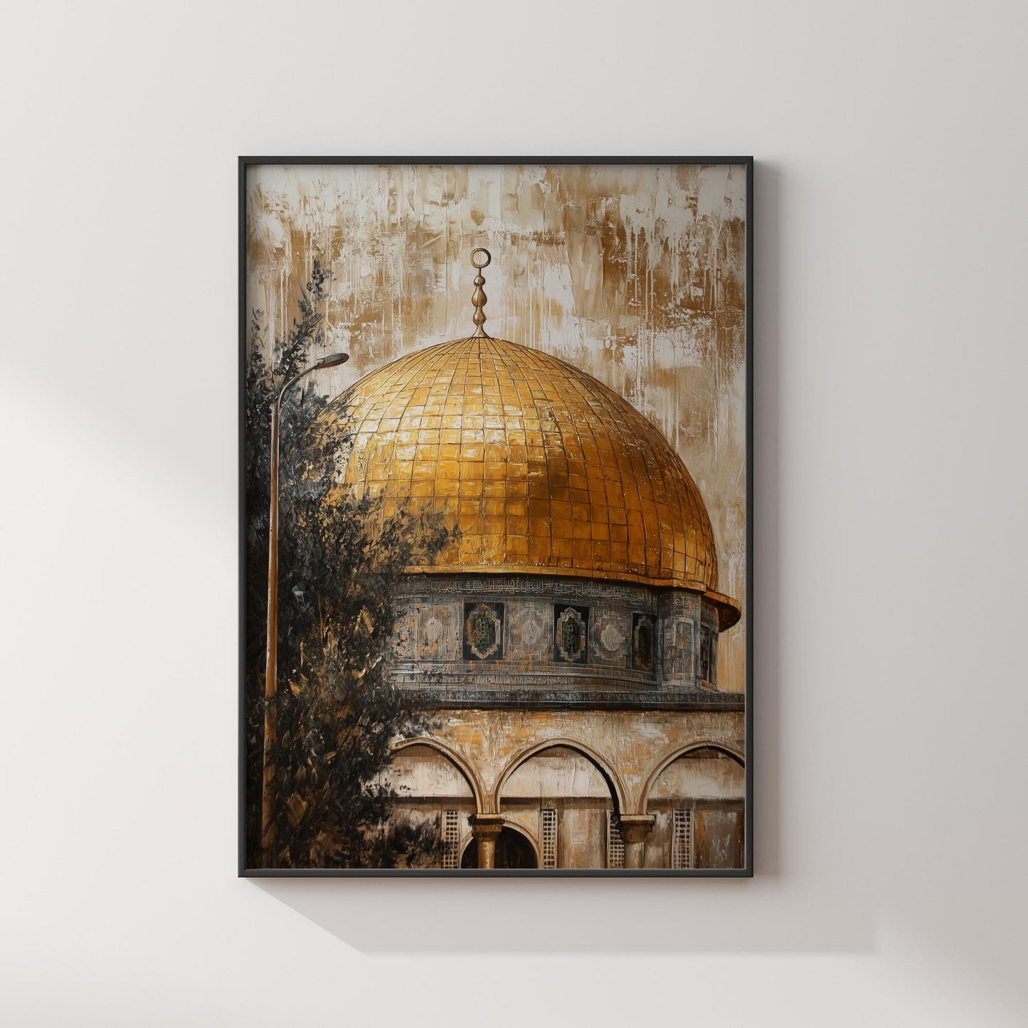 Dome of the Rock architectural motif in vintage Islamic art