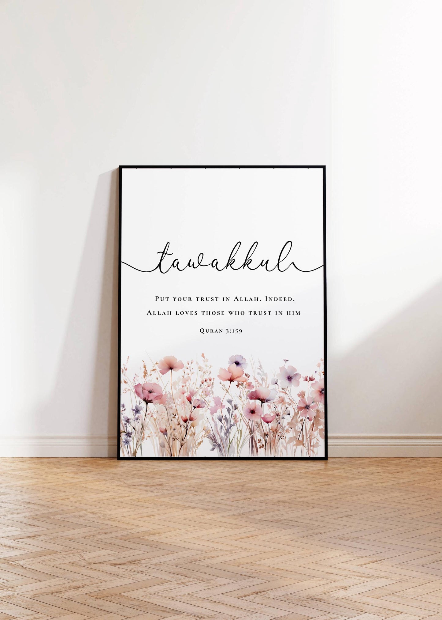 Flat lay of the six image angles showing color palette and details of the three prints