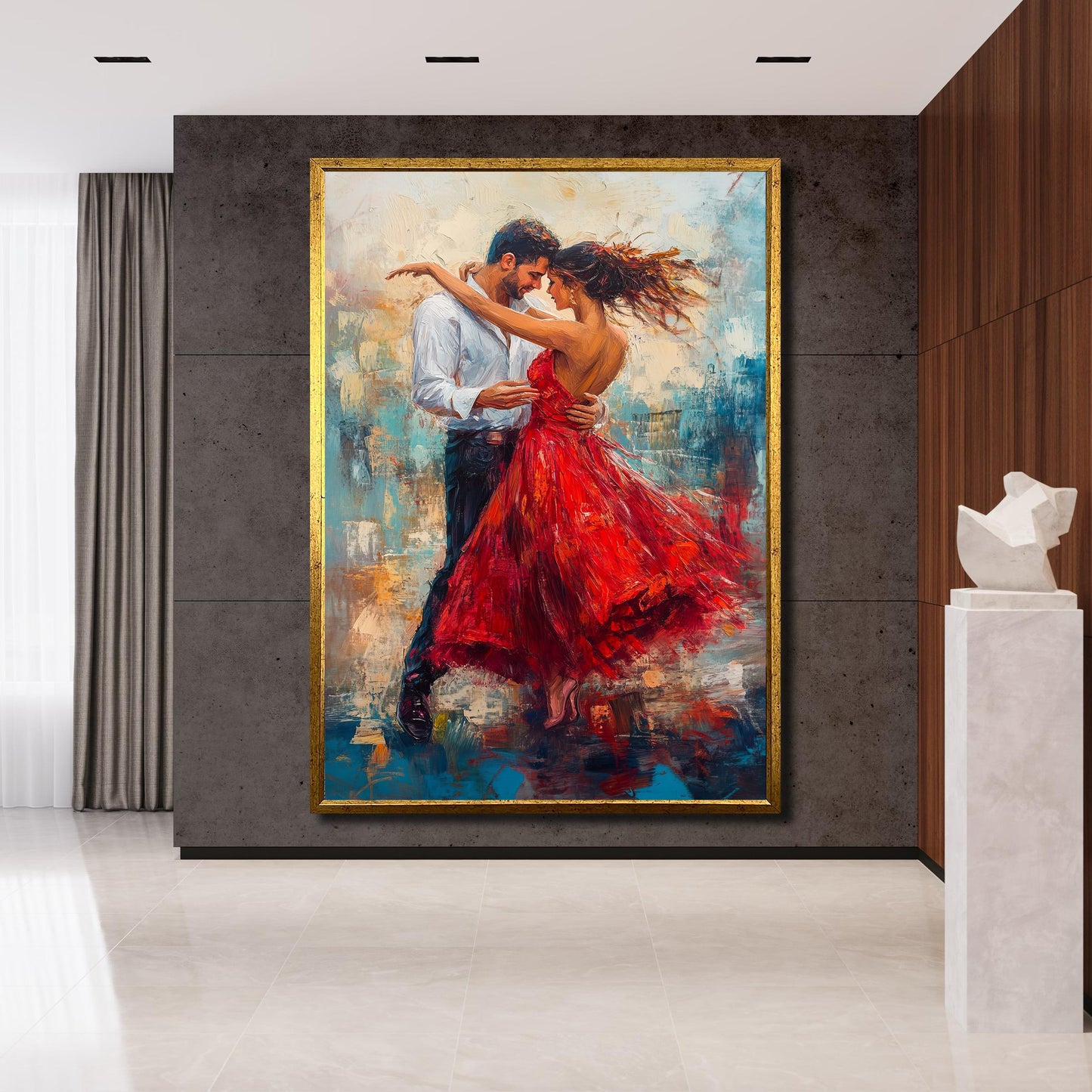 Elegant dancing couple canvas painting for anniversary gift