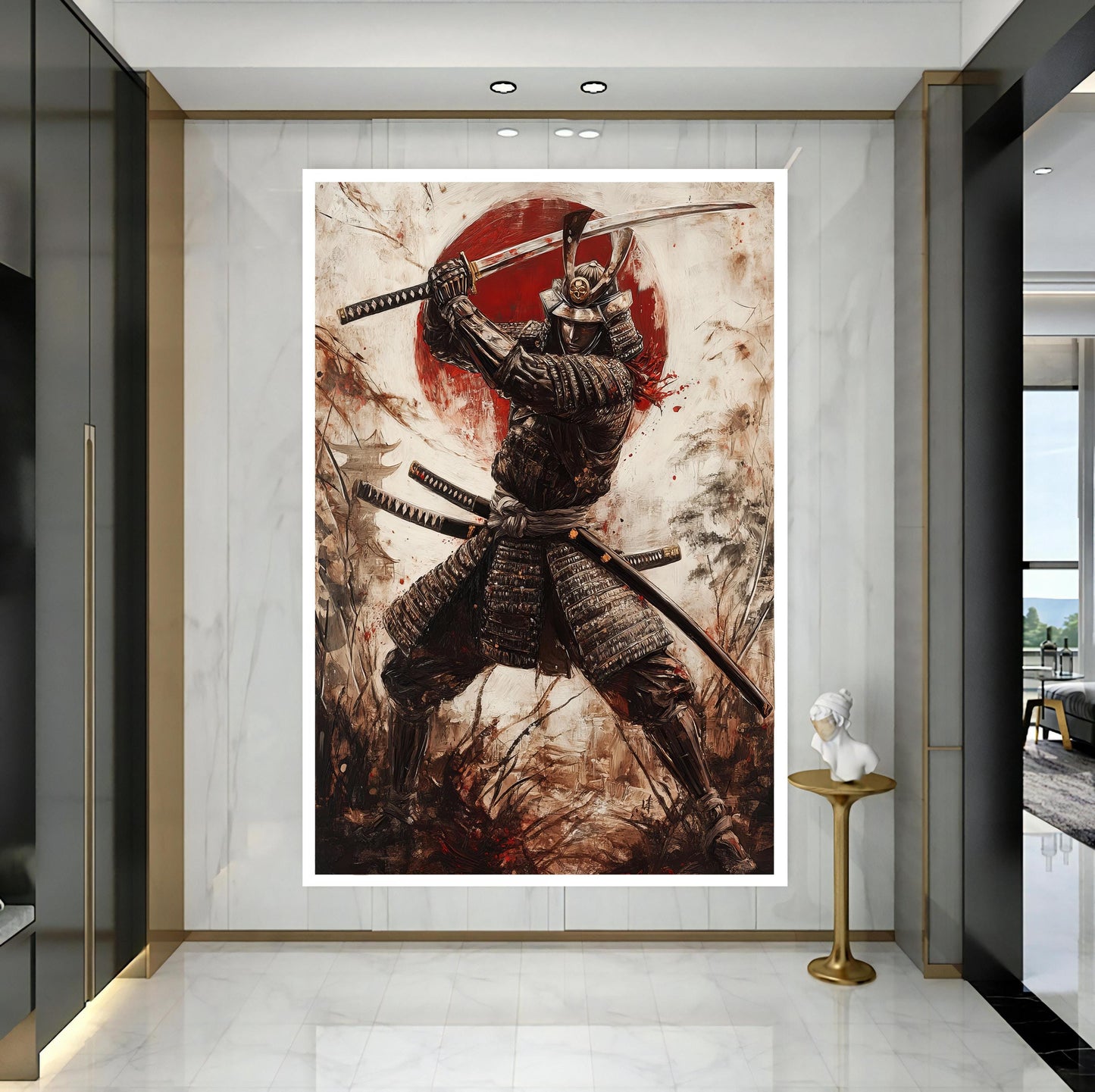 Bushido-inspired wall art for office decor