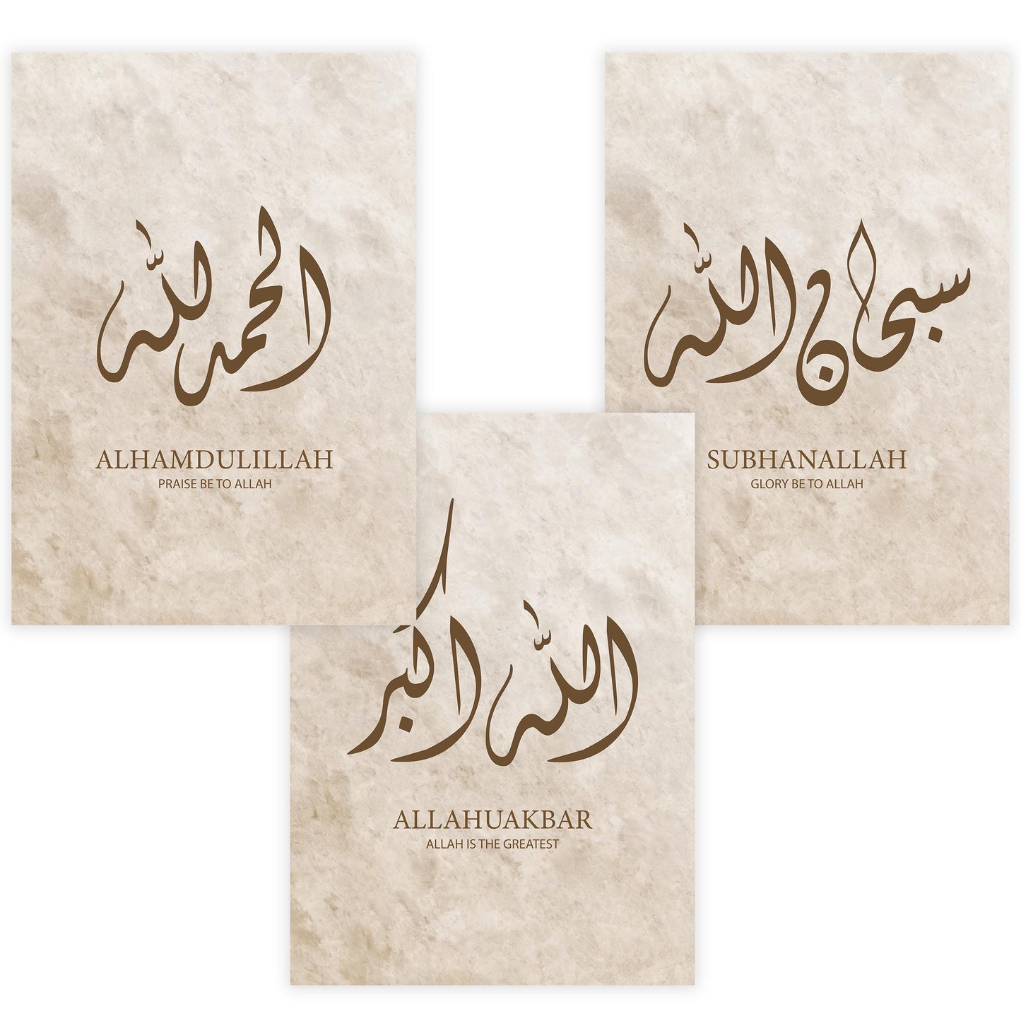 Three-piece wall art set ready to hang for living room or prayer space