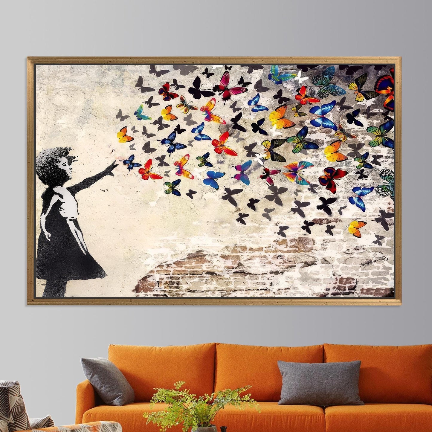 Bridesmaid gifts idea: butterfly girl graffiti canvas wall art