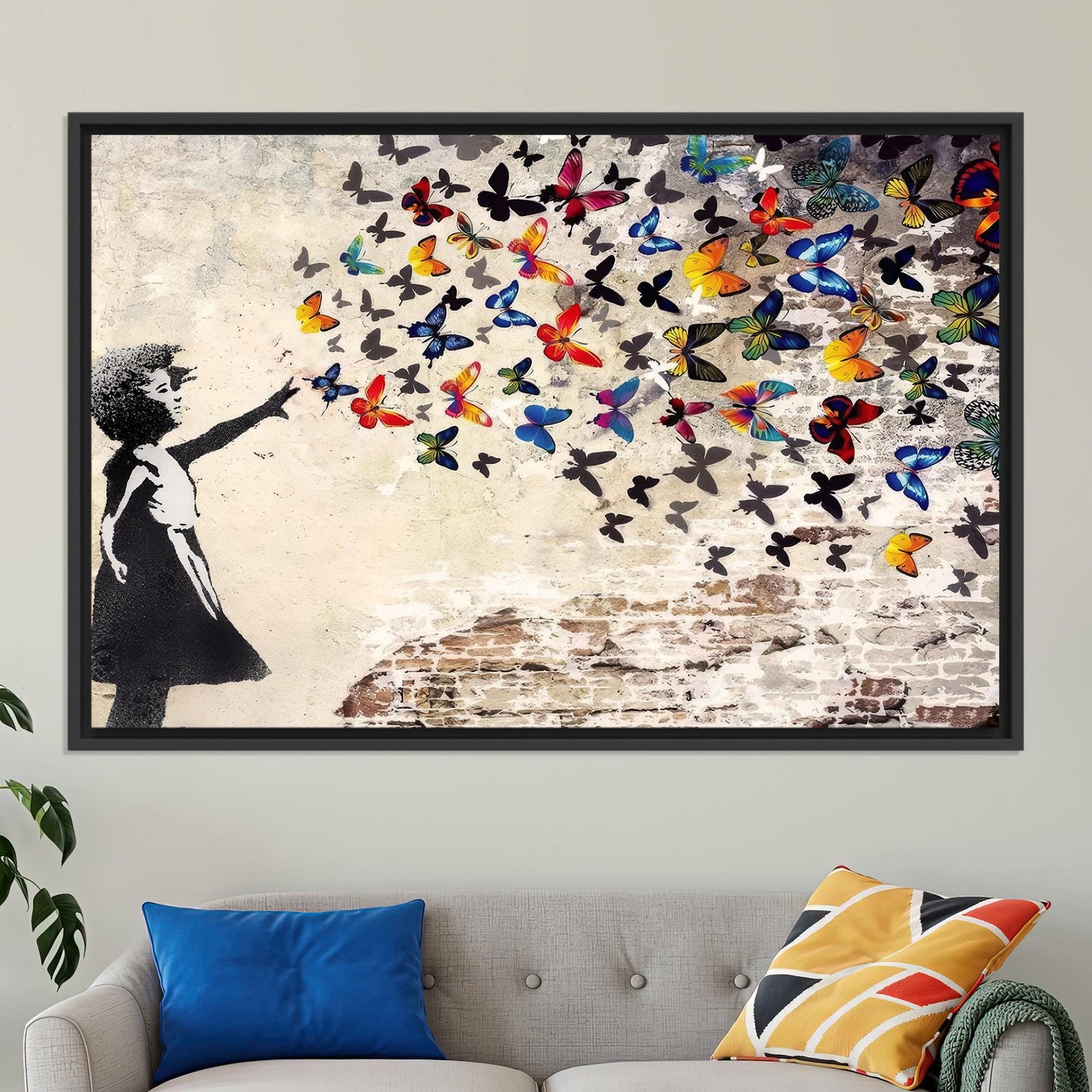 Floral-inspired graffiti canvas wall art in bold colors