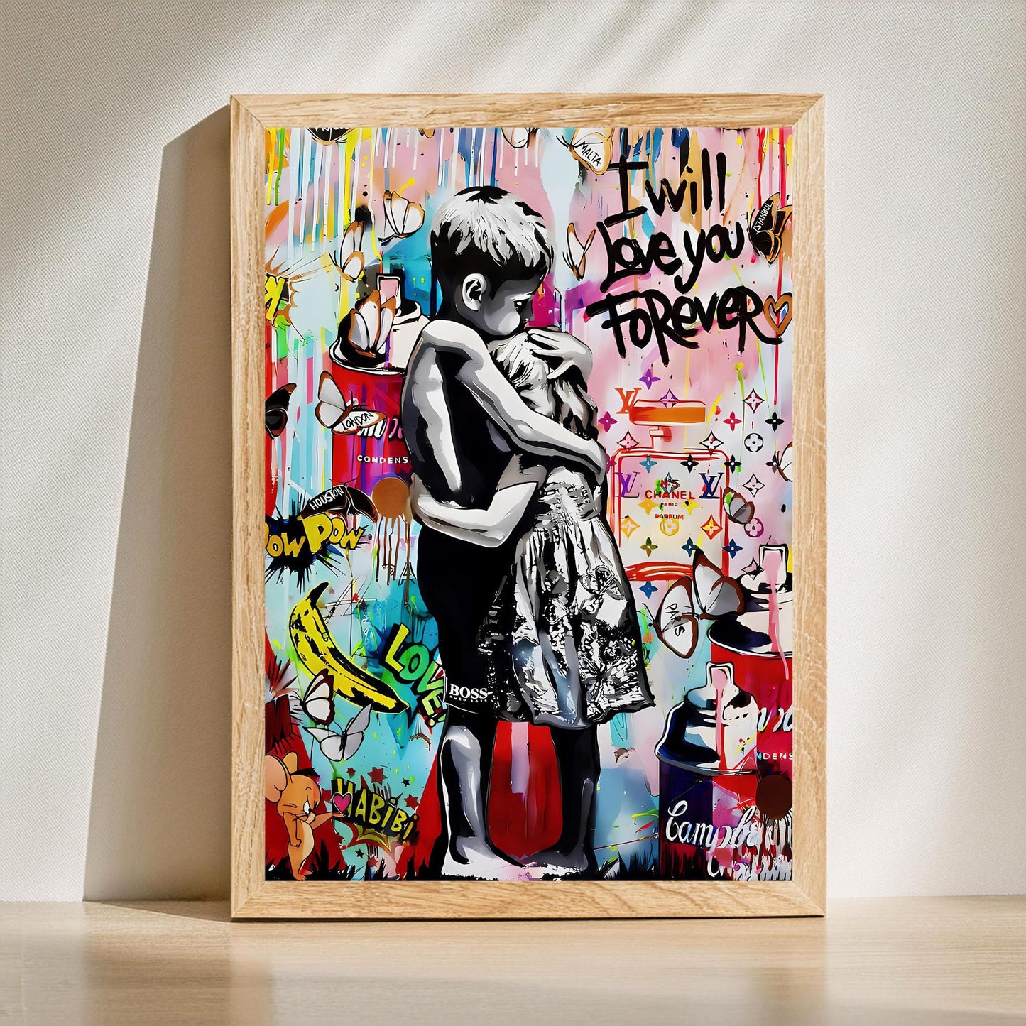 Premium pop graffiti wall art print by Banksy-inspired street art collection