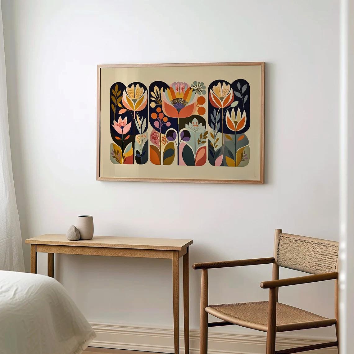 Nature inspired wall art with botanical motifs