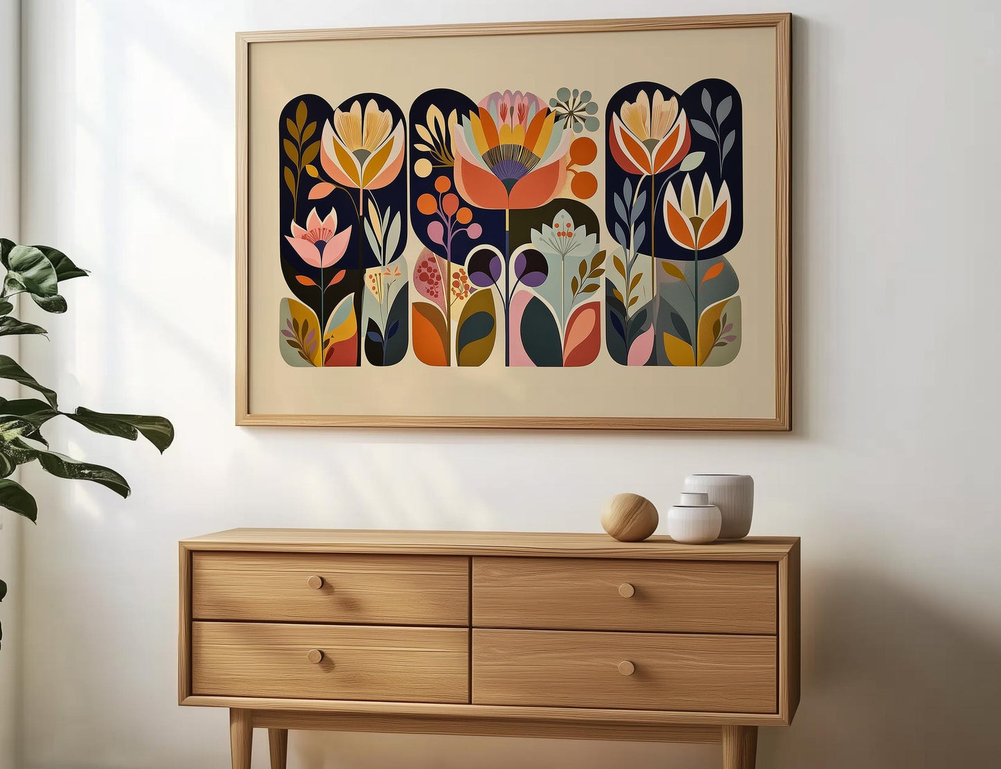 Mid century inspired wall art for living room