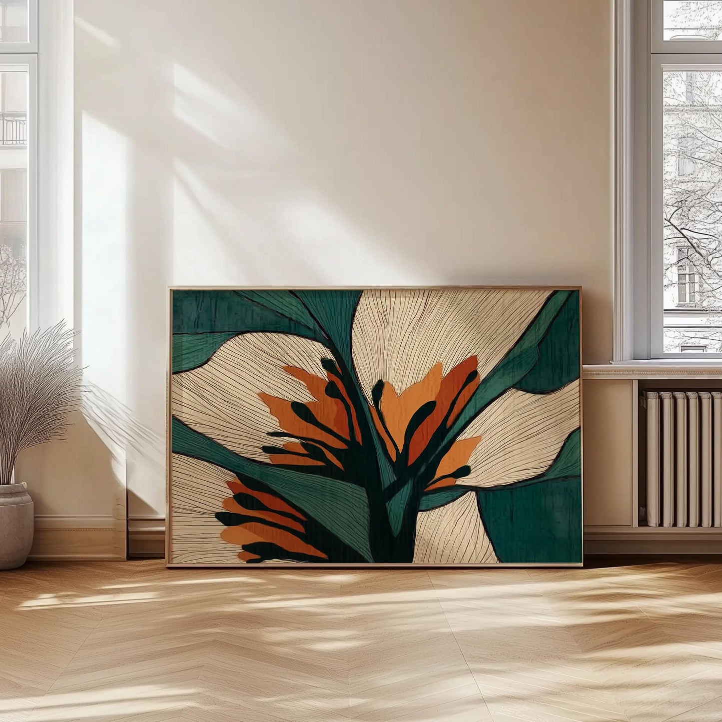 Bedroom wall decor with botanical abstract art