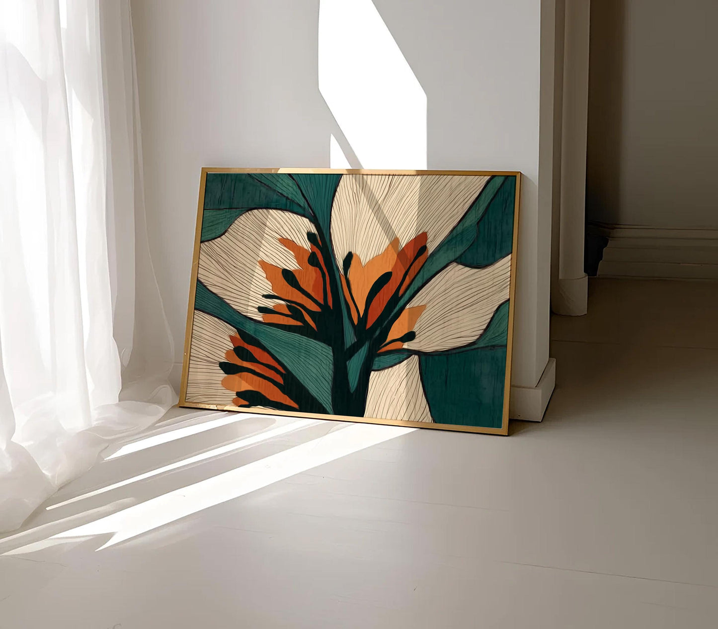 Two-panel wall art arrangement for living room decor