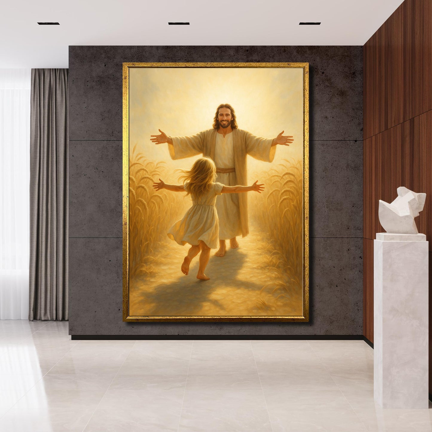 Close-up of Jesus embracing a child in canvas wall art