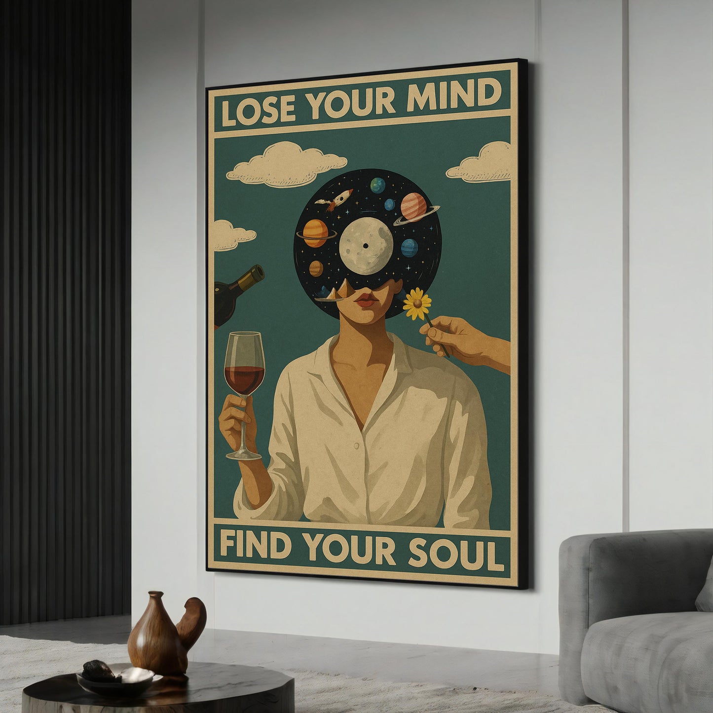 Surreal universe head canvas painting - front view