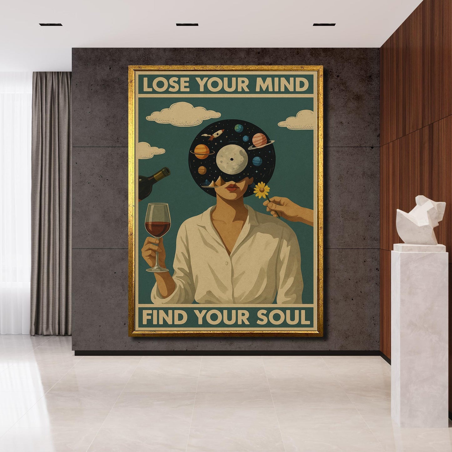 Retro psychedelic colors on canvas wall art