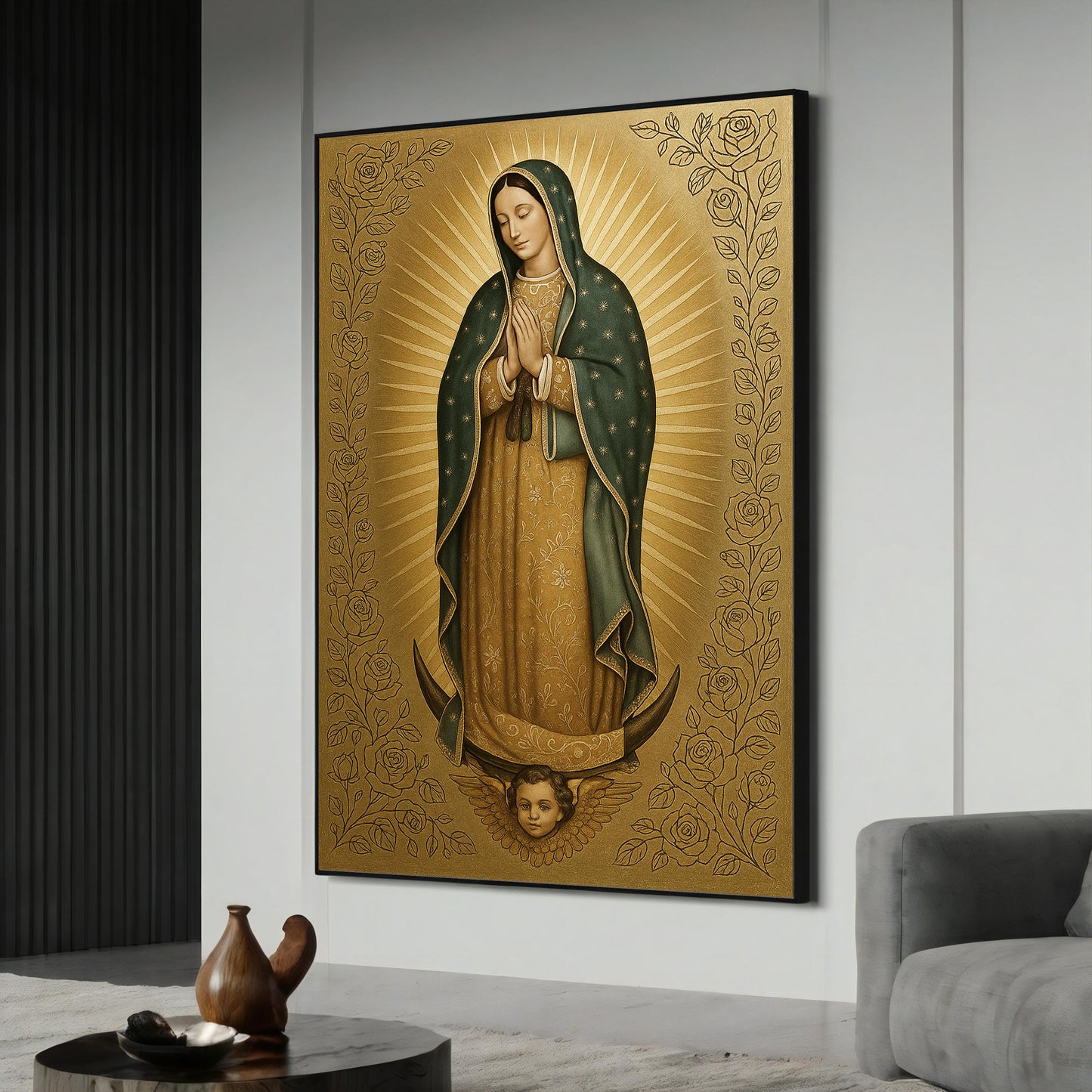 Virgin of Guadalupe canvas painting - full view