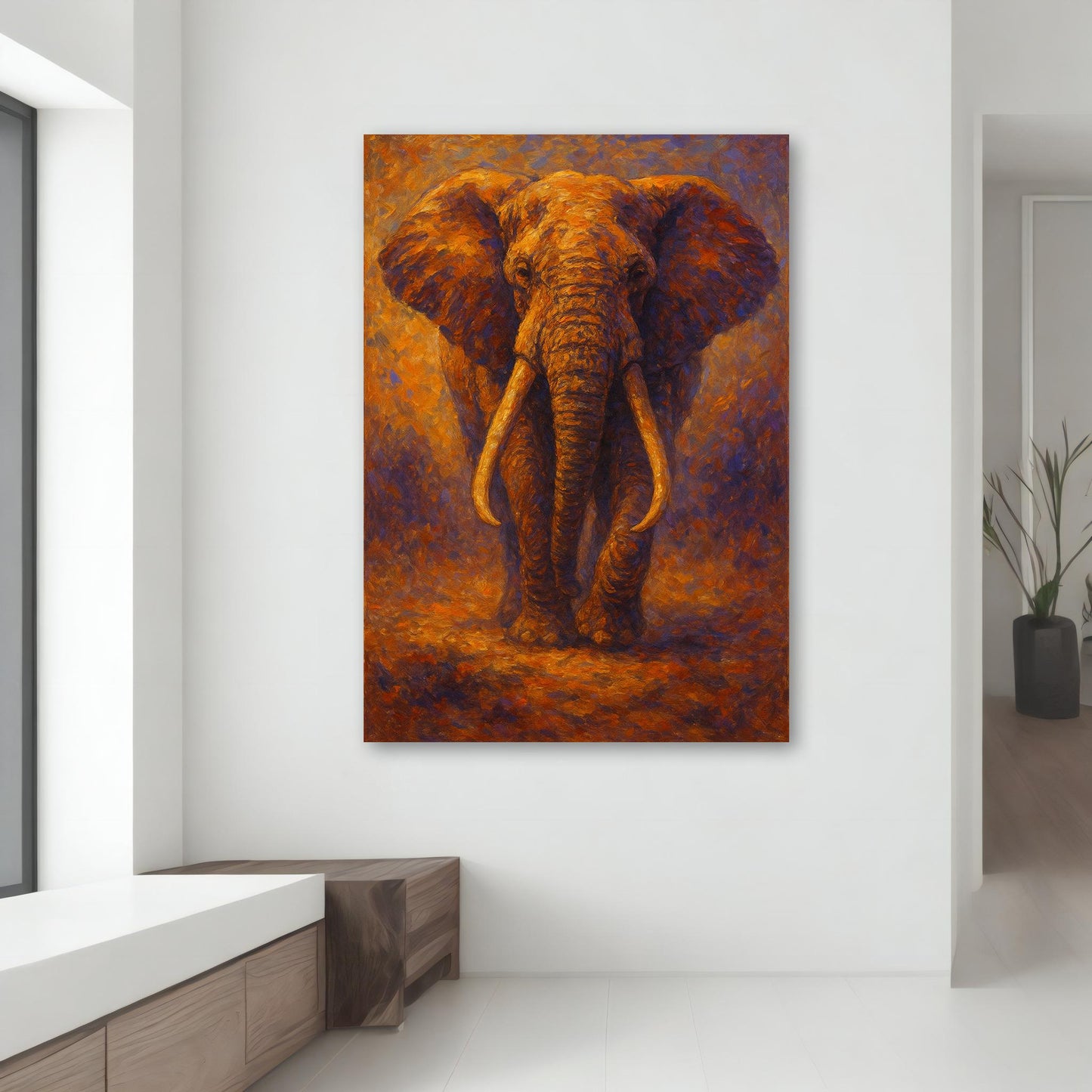 Bold elephant art on canvas suitable for wildlife lovers
