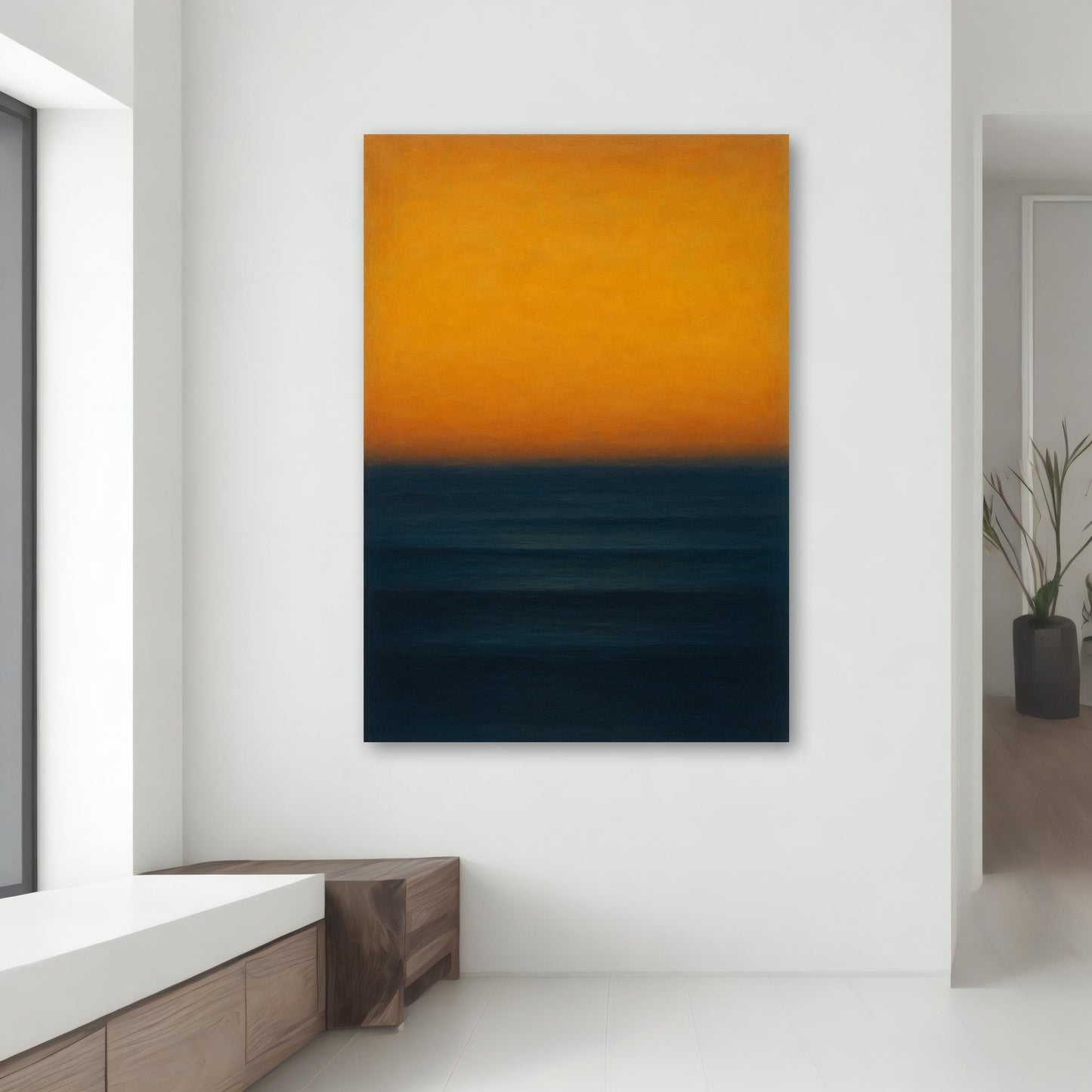 Gift-ready wall decor canvas art in yellow and navy tones