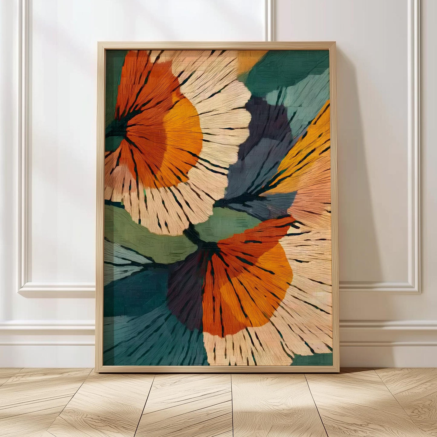 Mid-century modern inspired botanical artwork for living room