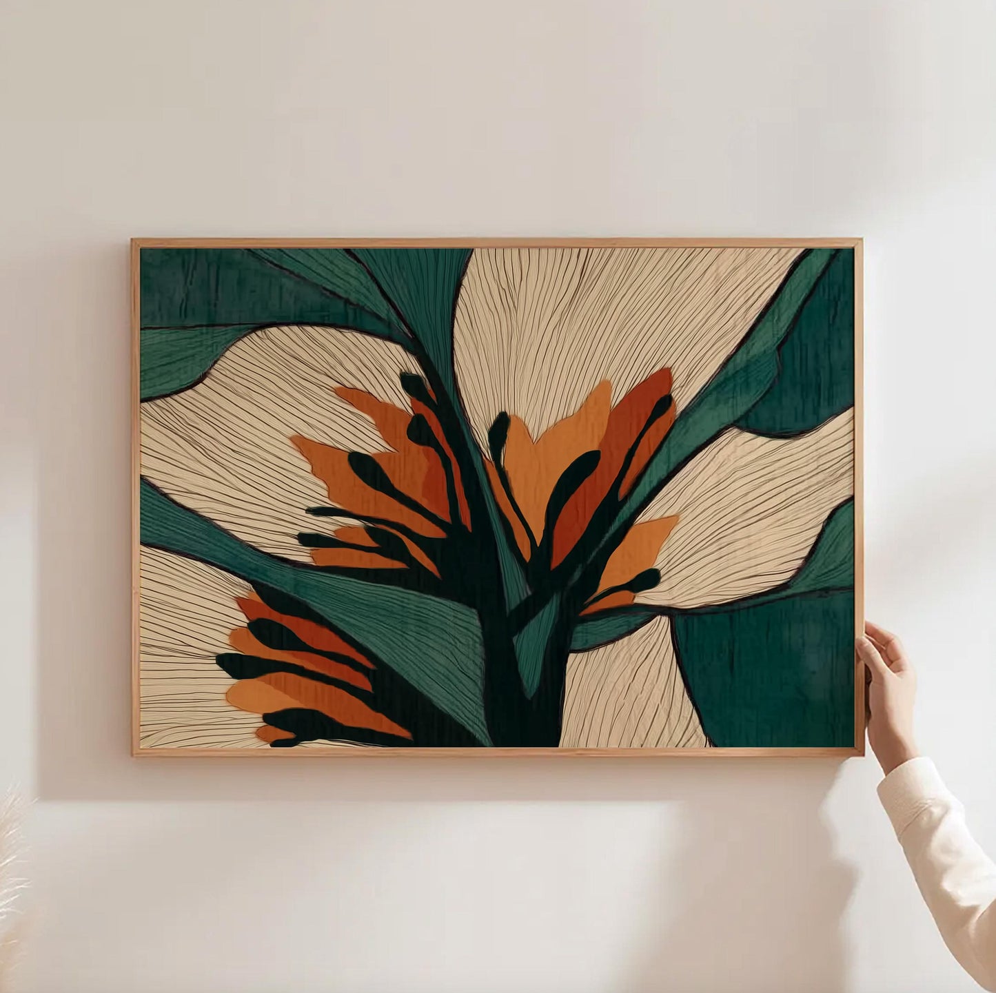 Gallery-style display of two botanical wall art pieces