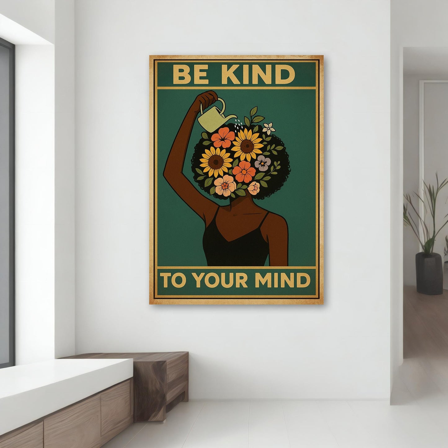 Gift-ready floral self-care canvas wall art