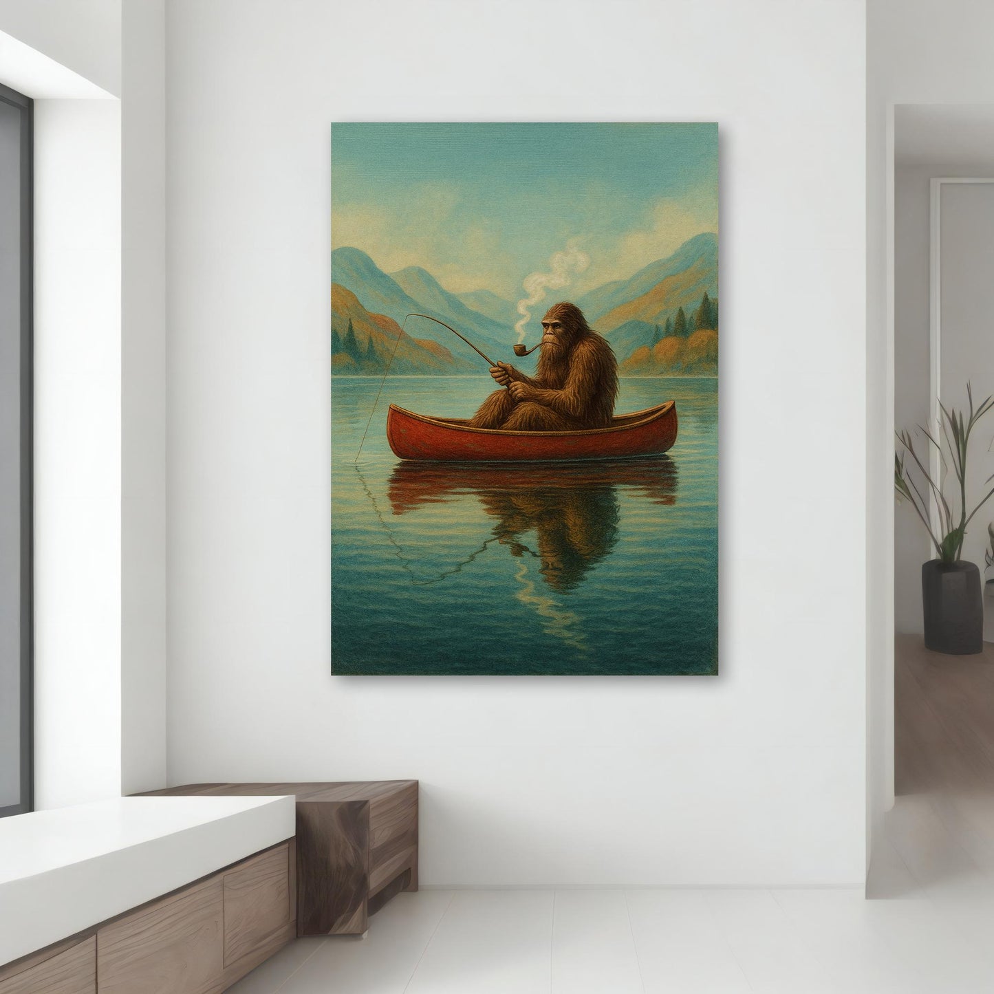 Ready-to-hang canvas art of a quirky outdoors scene