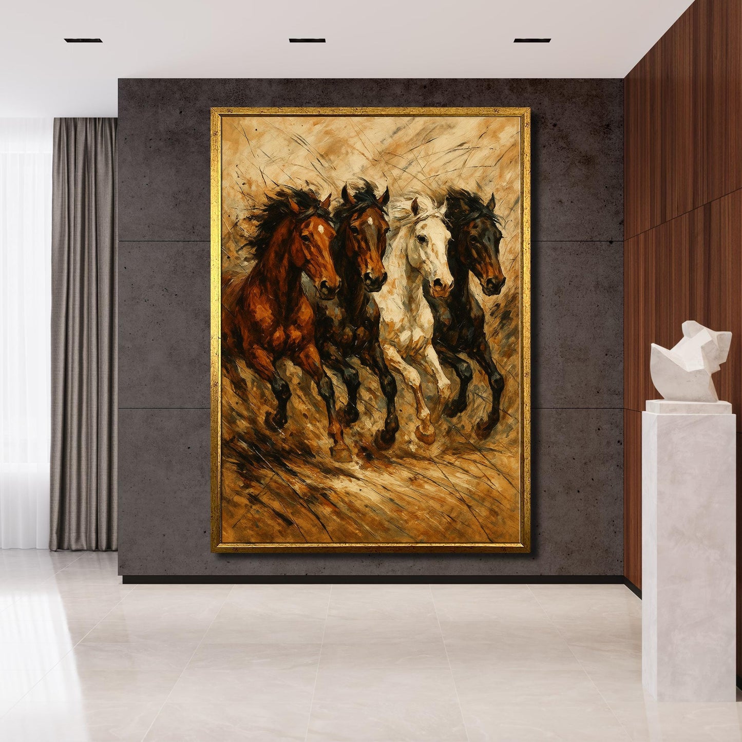 Close-up of flowing manes and dynamic motion in the horse herd