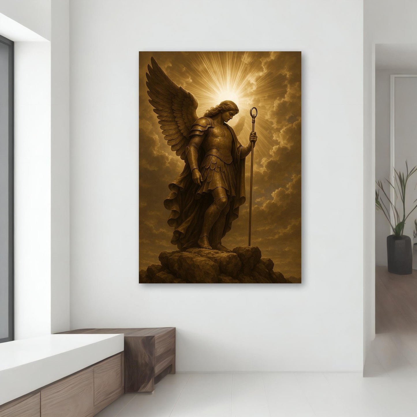 Religious decor gift idea: Archangel Michael wall art on canvas