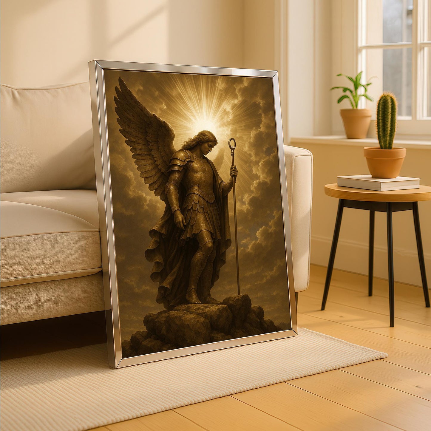 Spiritual wall art ready to hang featuring Archangel Michael