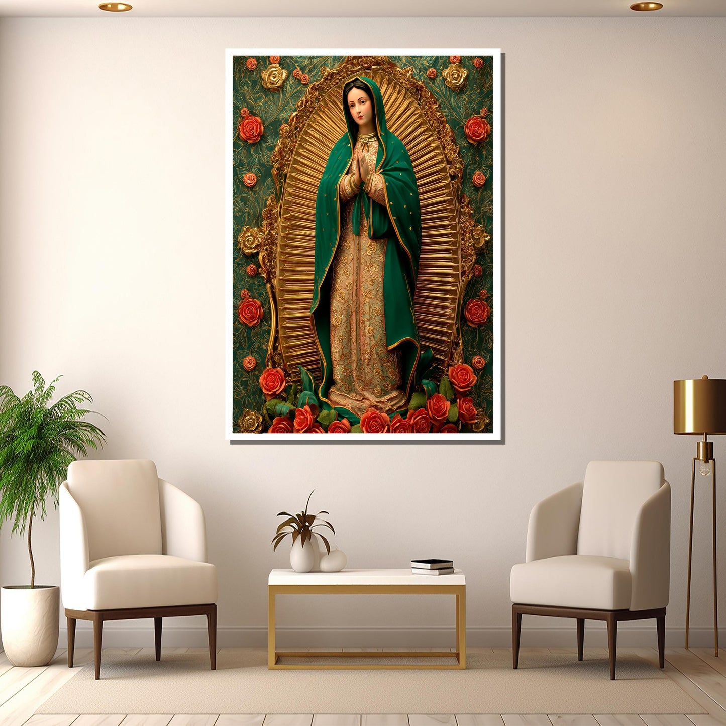 Gallery-wrapped Virgin of Guadalupe religious artwork