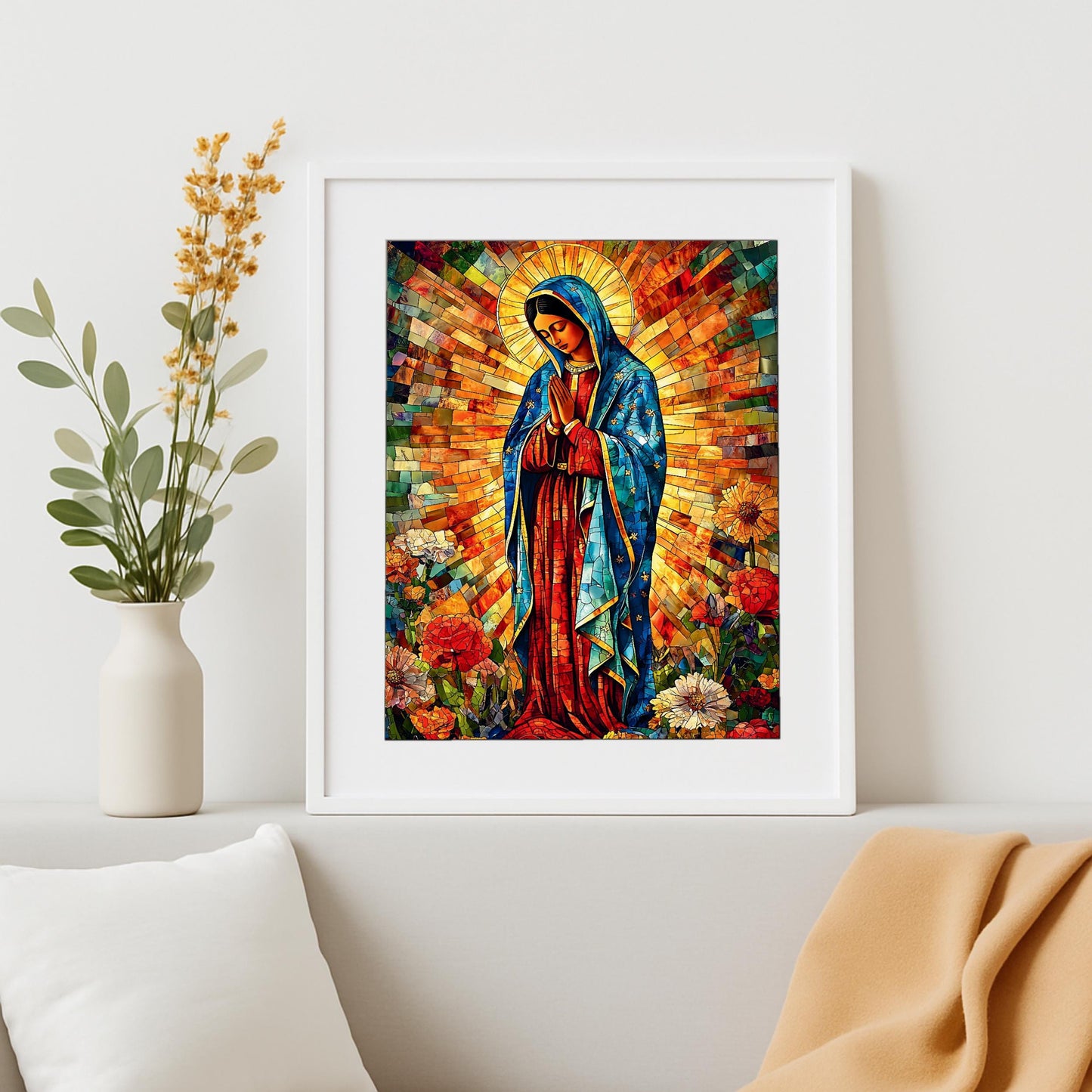 Mexican Marian gift wall art with vibrant colors