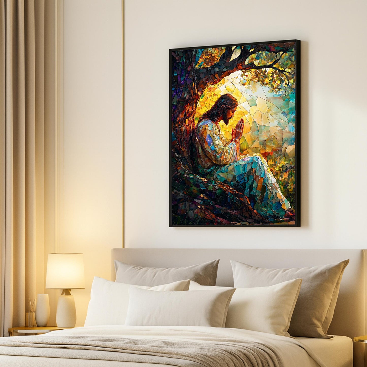 Inspirational Christian decor with Jesus glass art