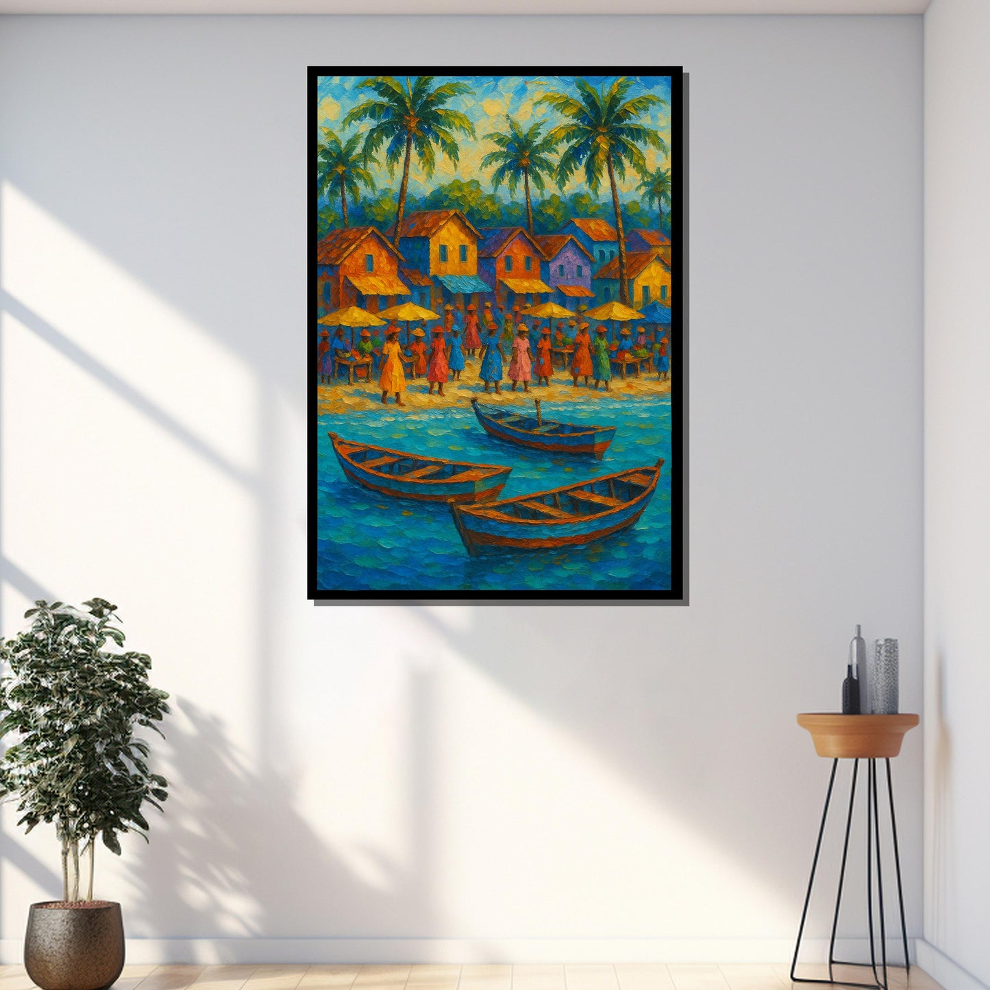 Colorful coastal wall art on canvas ready to hang