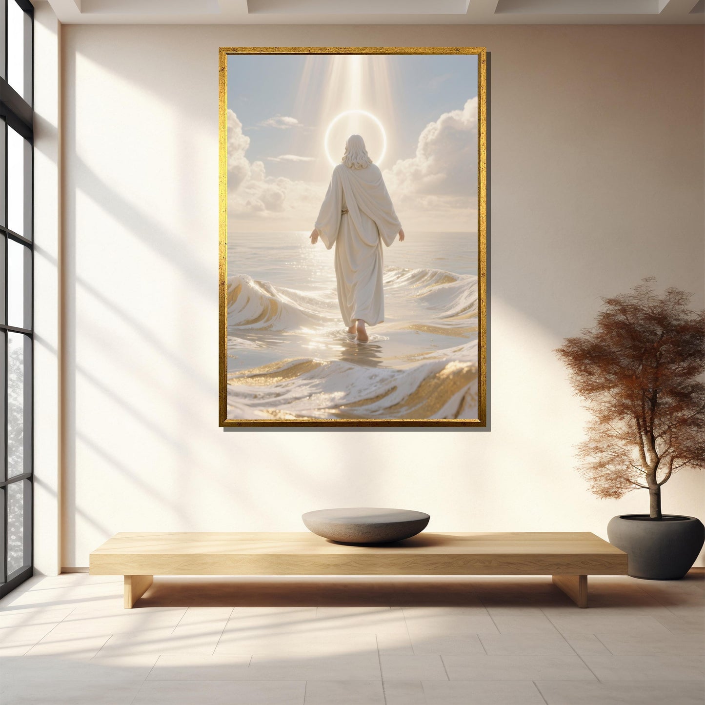 Spiritual Christian wall art displaying a tranquil ocean scene