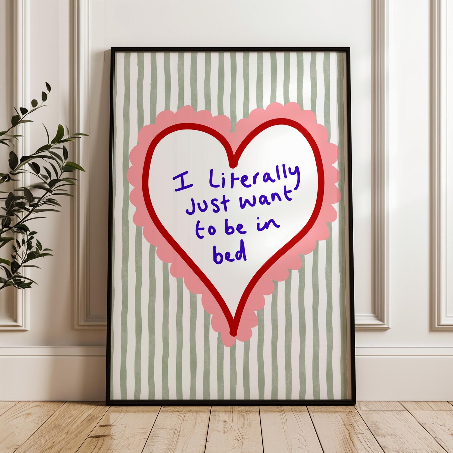 Retro quote wall art poster in a bedroom setting