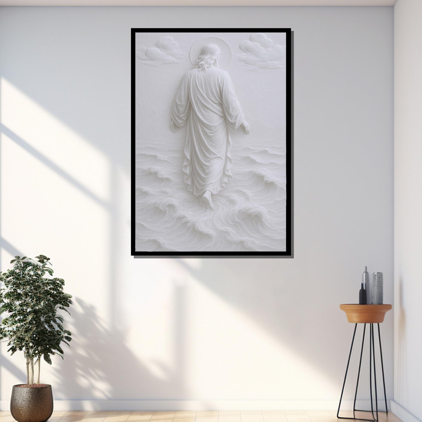 Full view of Jesus Walking on Water Christian artwork on gallery-wrapped canvas
