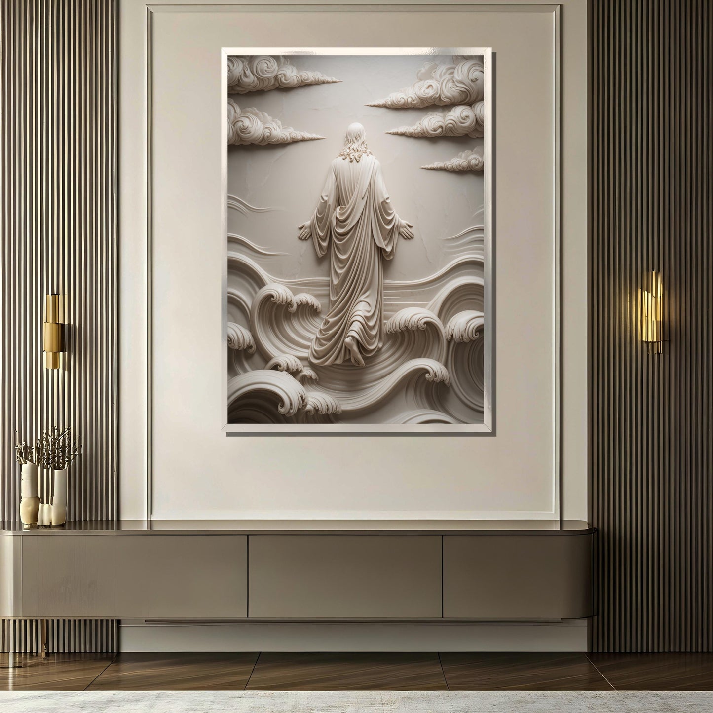 Beige-toned biblical scene wall decor for home