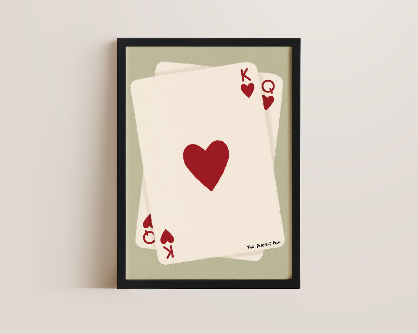 The Perfect Pair Queen of Hearts playing card wall art - bedroom decor