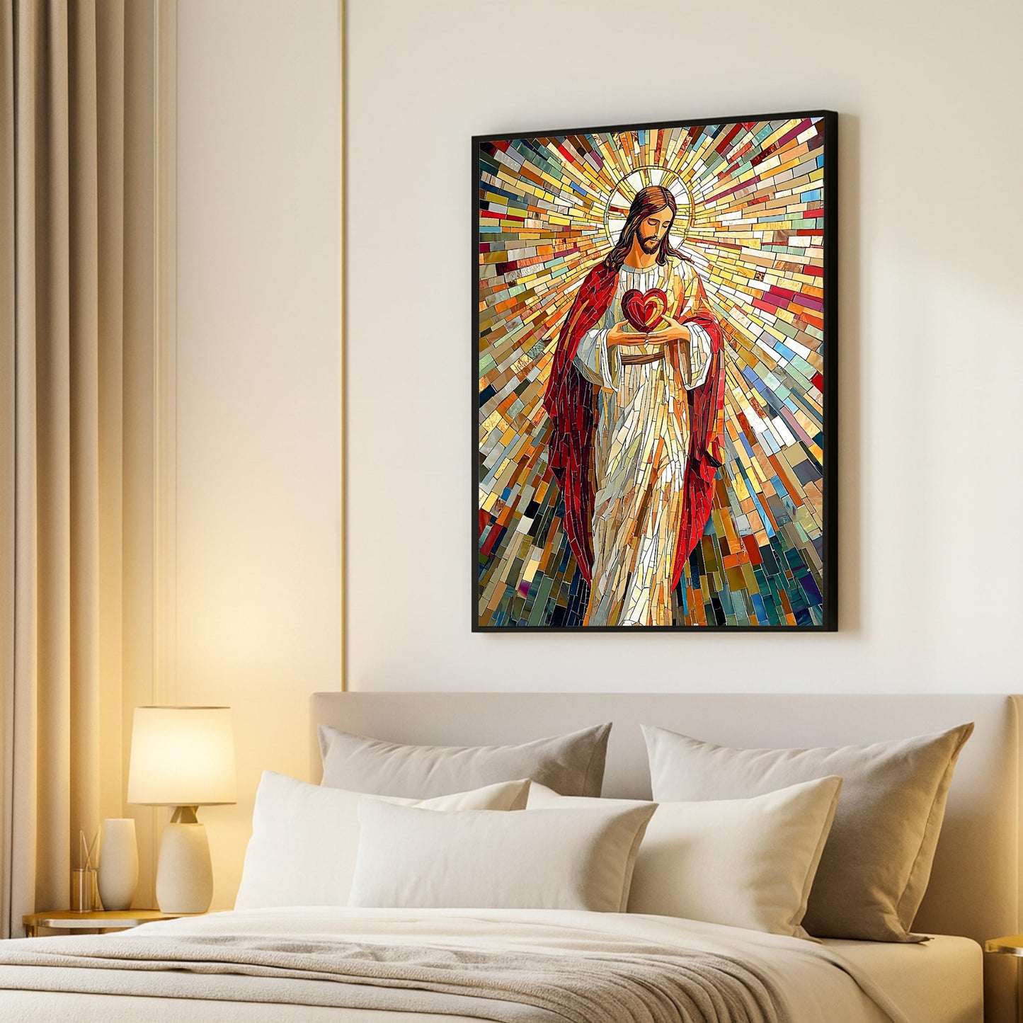Decorative religious wall piece with Christian symbolism