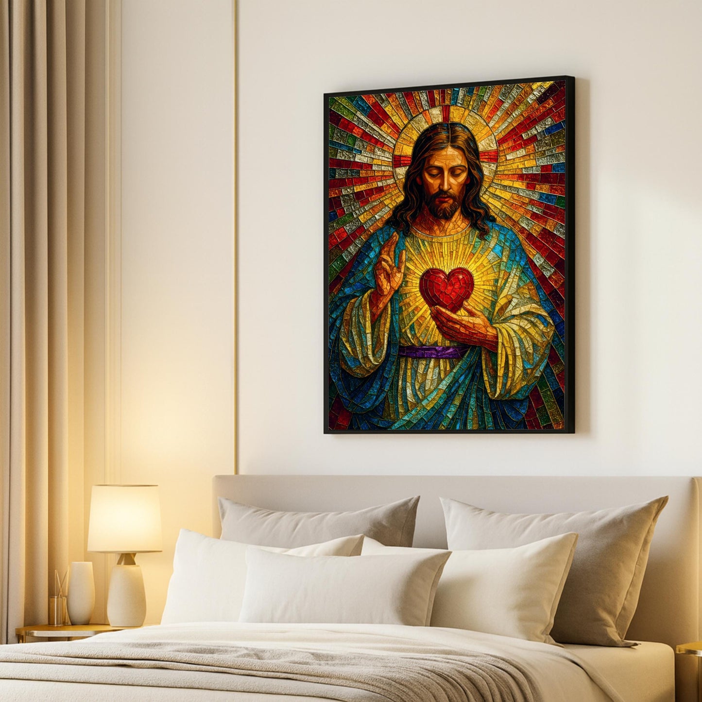 Elegant religious mosaic poster for living room or church decor