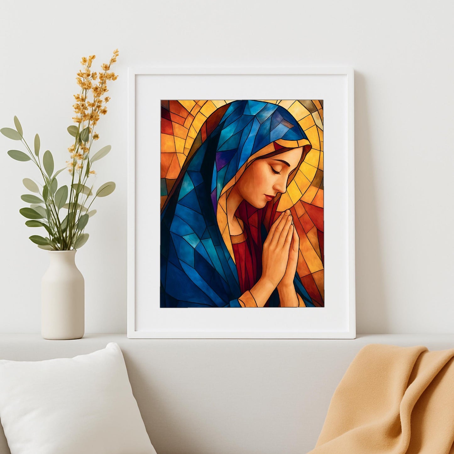 Mary portrait with glow and ornate border