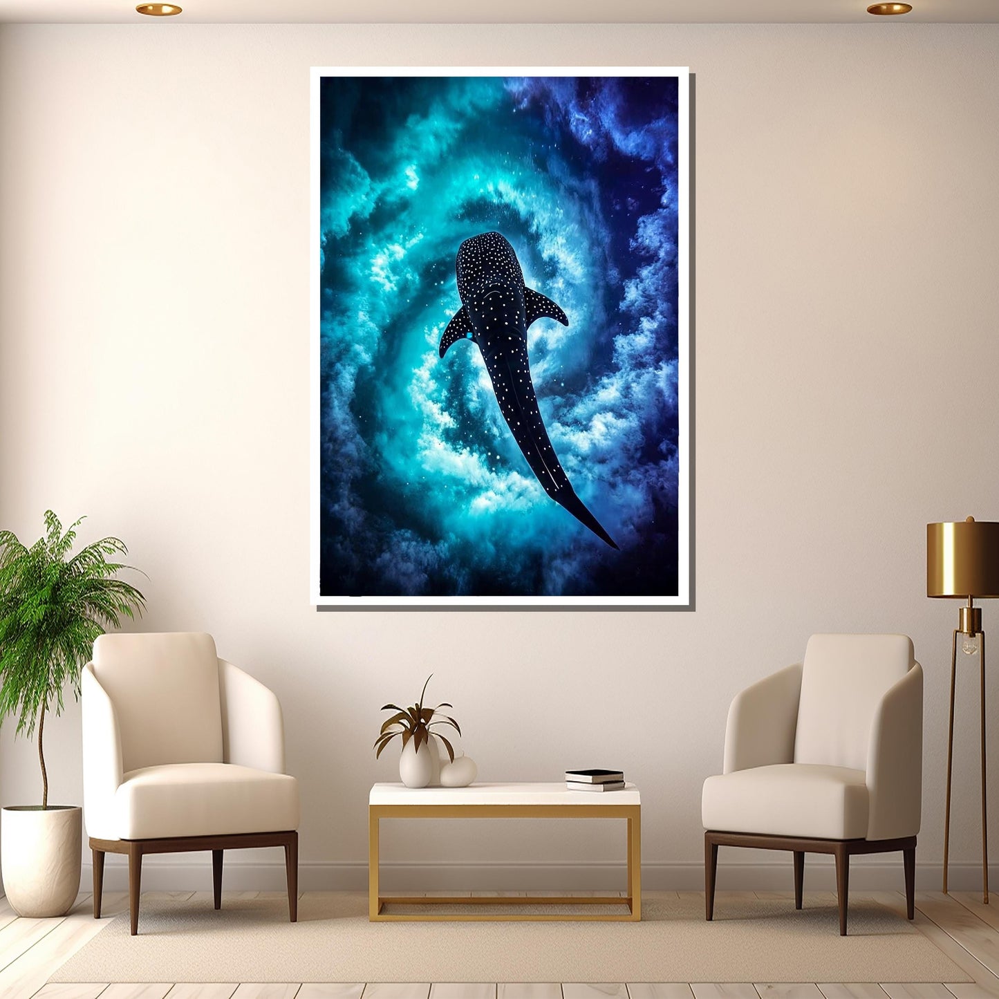 Blue galaxy inspired ocean wall art for nautical decor