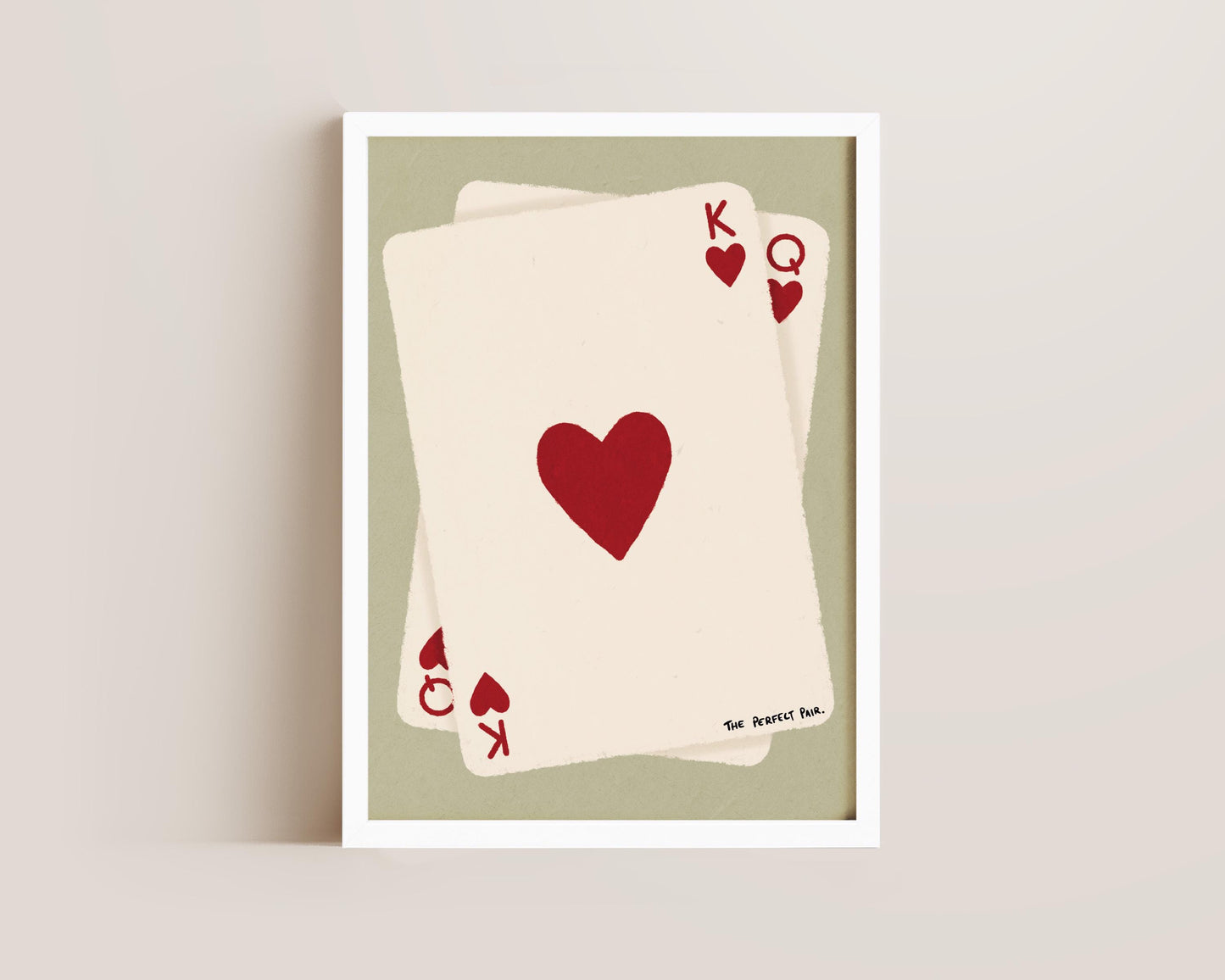 Close-up of Queen of Hearts design on high-quality art print
