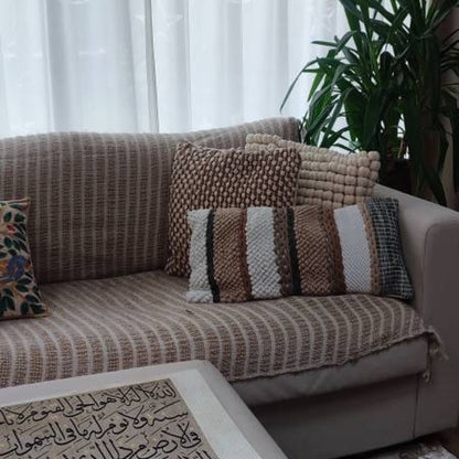 Living room display with beige Ayatul Kursi wall art