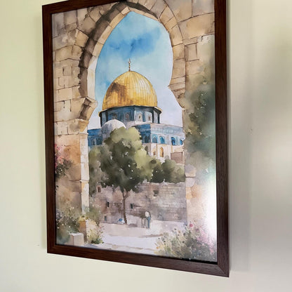 Islamic wall art with mosque motif and flowing colors